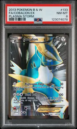 2013 POKEMON B&W PLASMA STORM #133 FULL ART/COBALION EX PSA 8 - Image 1