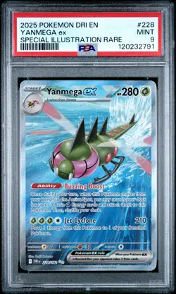 2025 POKEMON DRI EN-DESTINED RIVALS SPECIAL ILLUSTRATION RARE YANMEGA EX PSA 9 - Image 1