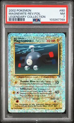 2002 POKEMON LEGENDARY COLLECTION #80 MAGNEMITE-REVERSE FOIL PSA 7 - Image 1