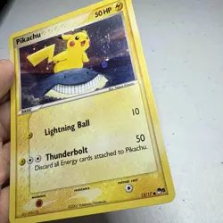 Pikachu Corrected Back ~ POP Series 5 12/17 ~ Holo Pokemon Card ~ Played - Image 3