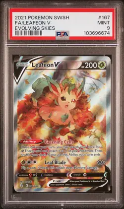 2021 POKEMON SWORD & SHIELD EVOLVING SKIES #167 FULL ART/LEAFEON V PSA 9 - Image 1