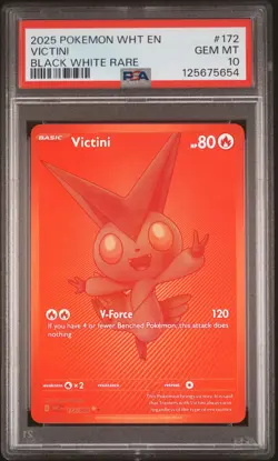 2025 POKEMON WHT EN-WHITE FLARE BLACK WHITE RARE #172 VICTINI PSA 10 - Image 1
