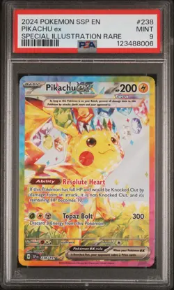 2024 POKEMON SSP EN-SURGING SPARKS SPECIAL ILLUSTRATION RARE PIKACHU EX PSA 9 - Image 1