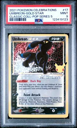 2021 POKEMON CELEBRATIONS CLASSIC COLLECTION #17 UMBREON-GOLD STAR PSA 9 - Image 1