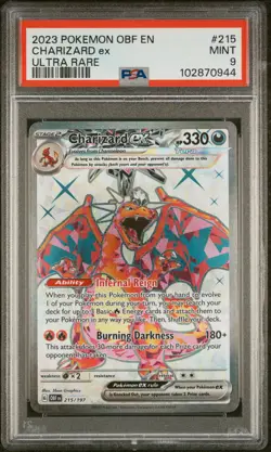 2023 POKEMON OBF EN-OBSIDIAN FLAMES ULTRA RARE #215 CHARIZARD EX PSA 9 - Image 1