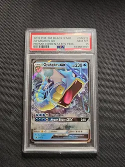 Pokemon Sun & Moon Black Star SM212 Hidden Fates TIN Gyarados GX PSA 10 GEM MINT - Image 1