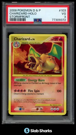 2008 POKEMON DIAMOND & PEARL STORMFRONT #103/100 CHARIZARD HOLO PSA 3 - Image 1