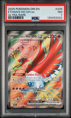 2025 POKEMON DRI EN-DESTINED RIVALS ULTRA RARE #209 ETHAN'S HO-OH EX PSA 7 - Image 1