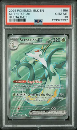 2025 POKEMON BLK EN-BLACK BOLT ULTRA RARE #156 SERPERIOR EX PSA 10 - Image 1