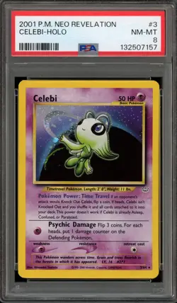 Pokemon Celebi Neo Revelation Unlimited Holo Rare #3 PSA 8 - Image 1