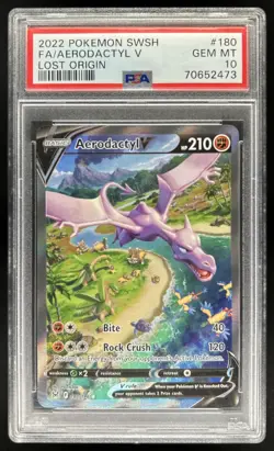 2022 Pokemon SWSH Lost Origin Aerodactyl V #180/196 PSA 10 GEM MINT - Image 1