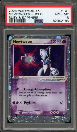Pokemon Mewtwo ex EX Ruby & Sapphire Holo Ultra Rare #101 PSA 8 - Image 1