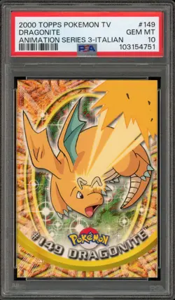 Pokemon Topps Dragonite Animation Series 3 ITALIAN #149 PSA 10 Gem Mint - Image 1