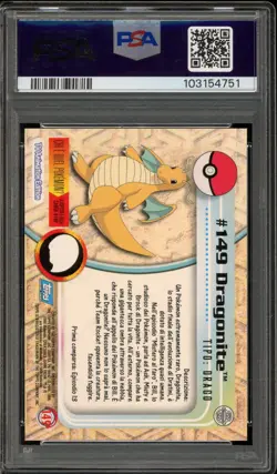 Pokemon Topps Dragonite Animation Series 3 ITALIAN #149 PSA 10 Gem Mint - Image 2