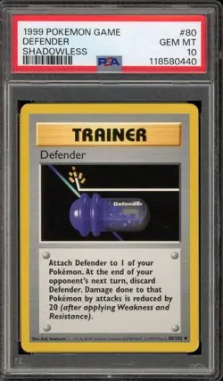 Pokemon Defender Base Set Shadowless #80 PSA 10 Gem Mint - Image 1