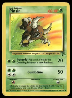 Pinsir 29/130 Rare Base Set 2 Pokemon Heavily Played - Image 1
