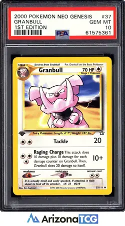 Pokemon 2000 Granbull 37/111 1st Edition Neo Genesis GEM MINT PSA 10 - Image 1