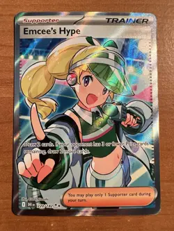 Pokemon Emcee's Hype 220/182 Destined Rivals Ultra Rare Trainer Holo - Image 3