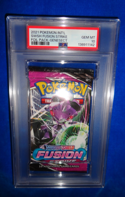 2021 Pokemon Intl'l SWSH Fusion Strike Foil Pack Genesect PSA 10 GEM MINT! - Image 3