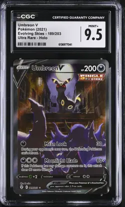 2021 Pokemon Umbreon V Evolving Skies 189/203 CGC MINT+ 9.5 - Image 1