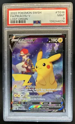 2022 Pokemon SWSH Lost Origin Pikachu V Trainer Gallery #TG16/TG30 PSA 9 - Image 1