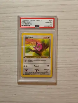 1999 Pokemon Jungle Jigglypuff Card 1st Edition PSA 10 - Image 1