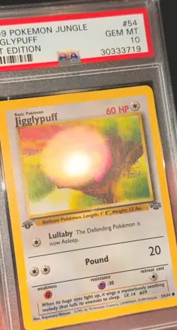 1999 Pokemon Jungle Jigglypuff Card 1st Edition PSA 10 - Image 3