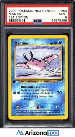 Pokemon 2000 Mantine 64/111 1st Edition Neo Genesis PSA 9 - Image 1