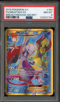 Pokemon Mewtwo EX XY Breakthrough Secret Rare #163 PSA 8 - Image 1