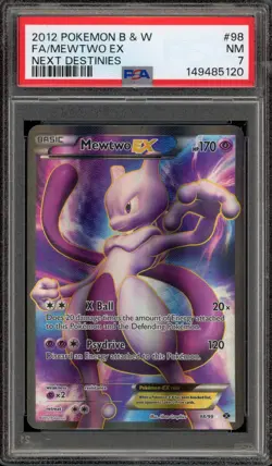 Pokemon Mewtwo EX Next Destinies Full Art #98 PSA 7 - Image 1