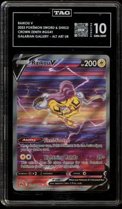 Pokemon Raikou V Crown Zenith Galarian Gallery Full Art #GG41 TAG 10 Gem Mint - Image 1