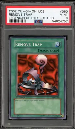 Yu-Gi-Oh! Remove Trap Legend of Blue Eyes 1st Edition LOB-060 PSA 9 Mint - Image 1