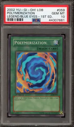 Yu-Gi-Oh! Polymerization Legend of Blue Eyes 1st Ed Super Rare LOB-059 PSA 10 - Image 1