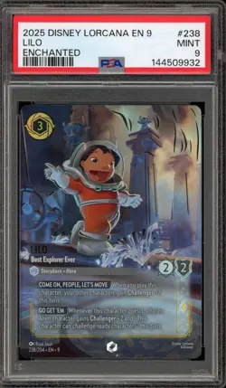Disney Lorcana Lilo Best Explorer Ever Fabled Enchanted #238 PSA 9 Mint - Image 1