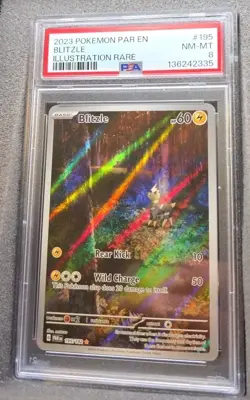 POKEMON CARD BLITZLE ILLUSTRATION RARE 195 PARADOX RIFT #195 PAR EN GRADED PSA 8 - Image 1