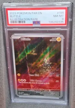 POKEMON CARD BLITZLE ILLUSTRATION RARE 195 PARADOX RIFT #195 PAR EN GRADED PSA 8 - Image 2