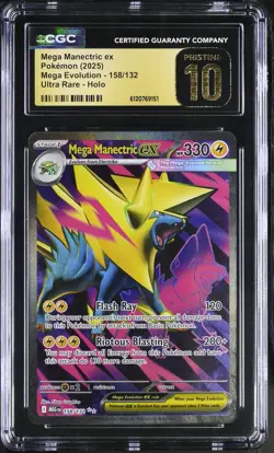 CGC Pristine 10 Mega Manectric ex 158/132 Holo Mega Evolution Pokemon Card - Image 1