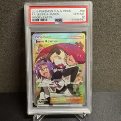 Pokemon TCG Jessie & James Trainer Full Art Card 68/68 PSA 10 Hidden Fates - Image 1