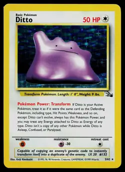 Pokemon Card - Ditto Fossil 3/62 Holo Rare - Image 1