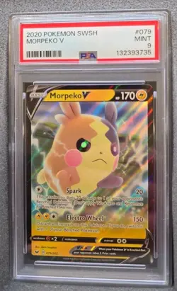 POKEMON CARD MORPEKO V ULTRA RARE 79 SWORD & SHIELD #79 GRADED PSA 9 MINT - Image 1