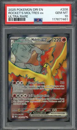 PSA 10 Team Rocket's Moltres ex Destined Rivals 208/182 Holo Pokemon Card B10 - Image 1
