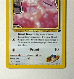 Vintage Koga's Ditto 10/132 WOTC Gym Challenge Rare Unlimited Holo Pokemon Card - Image 4