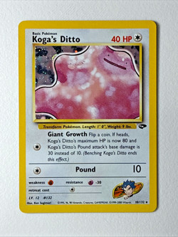 Vintage Koga's Ditto 10/132 WOTC Gym Challenge Rare Unlimited Holo Pokemon Card - Image 5