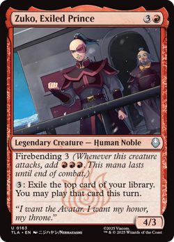 Zuko, Exiled Prince (FOIL) x1 - MTG Avatar: The Last Airbender TLA #163 - Image 1