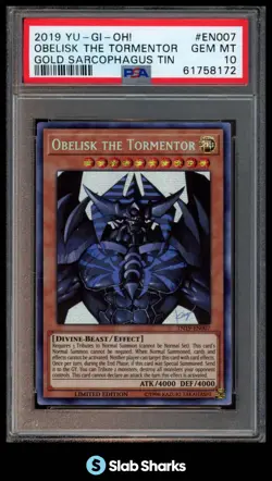 2019 YU-GI-OH! GOLD SARCOPHAGUS TIN #TN19-EN007 OBELISK THE TORMENTOR PSA 10 - Image 1