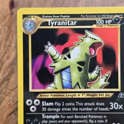 Tyranitar Pokemon Card Neo Discovery 31/75 LP Rare Darkness WOTC Vth 2001 TCG - Image 2