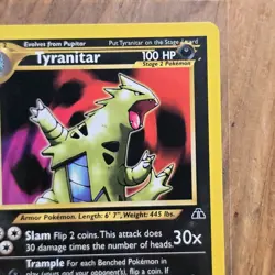 Tyranitar Pokemon Card Neo Discovery 31/75 LP Rare Darkness WOTC Vth 2001 TCG - Image 3