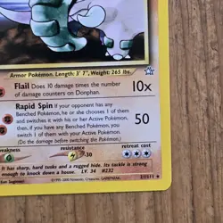Donphan Pokemon Card Neo Genesis 21/111 NM Rare Fighting Ken Sugimori WOTC Vtg - Image 4
