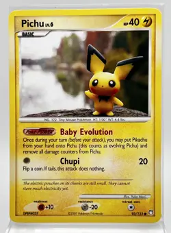 Pichu 93/123 Non Holo Pokemon Card 2007 Mysterious Treasures LP - Image 1