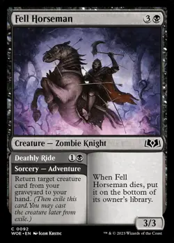 Fell Horseman 144 WOE MTG Black Zombie Knight Sorcery Adventure Common 2023 - Image 1